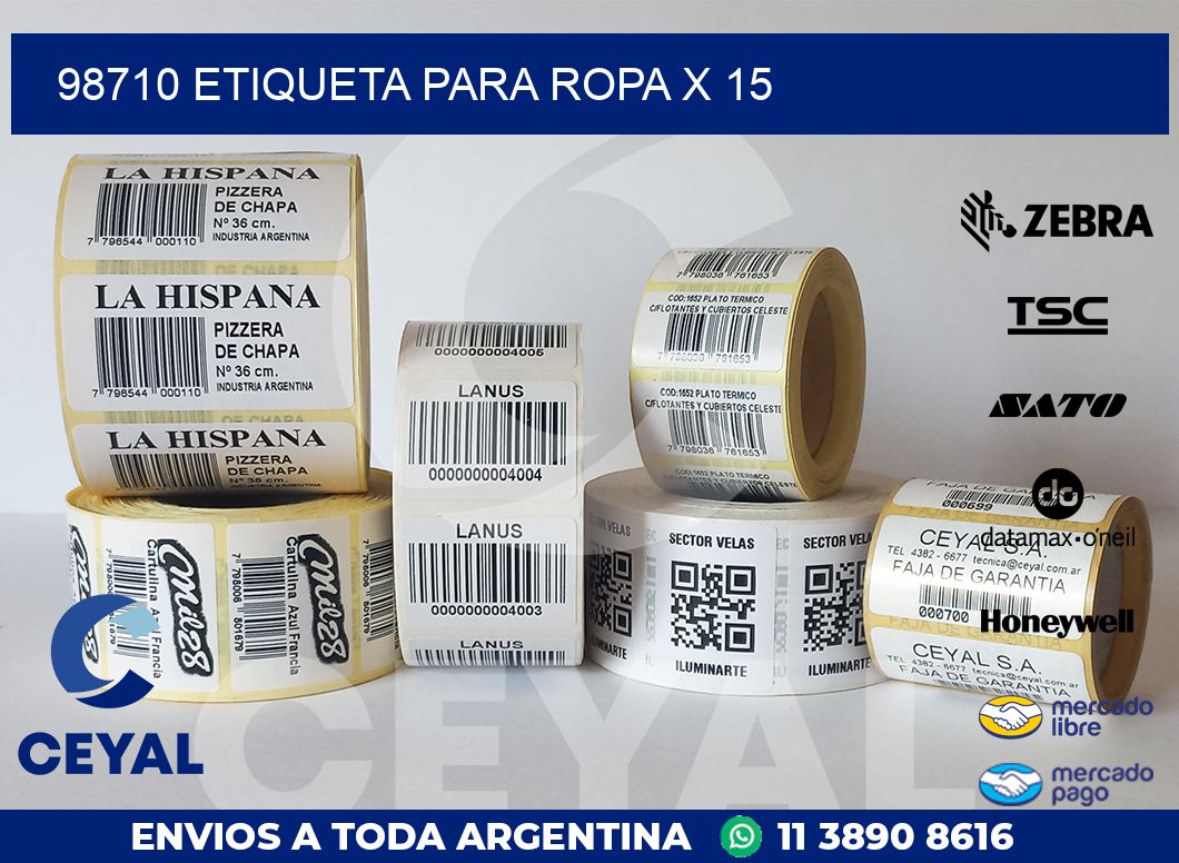 98710 ETIQUETA PARA ROPA X 15