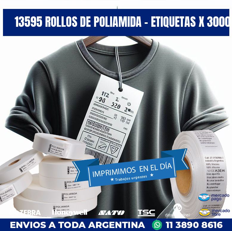 13595 ROLLOS DE POLIAMIDA – ETIQUETAS X 3000