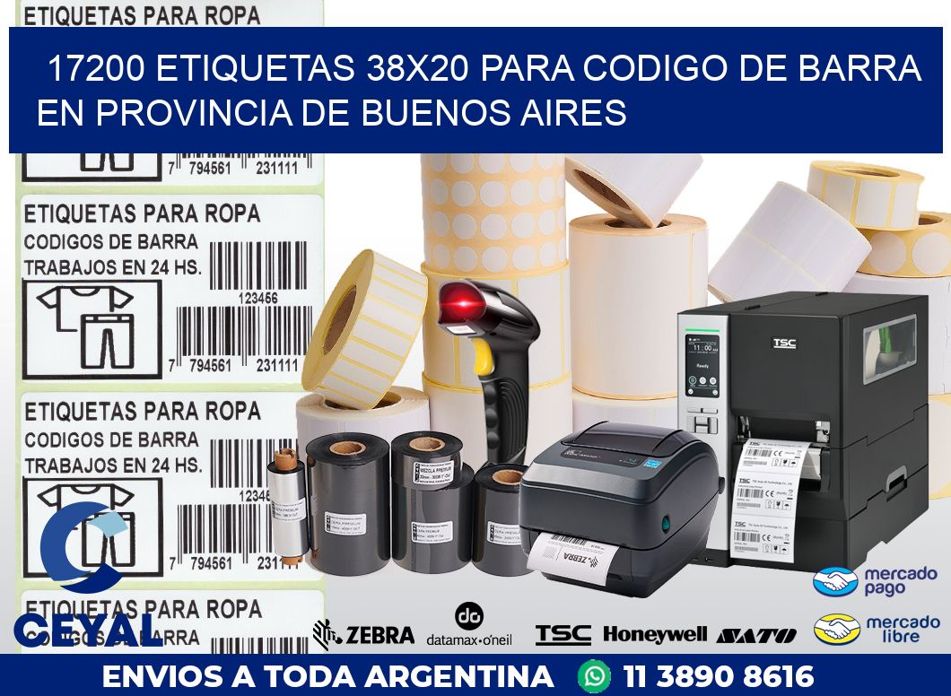 17200 ETIQUETAS 38X20 PARA CODIGO DE BARRA EN PROVINCIA DE BUENOS AIRES