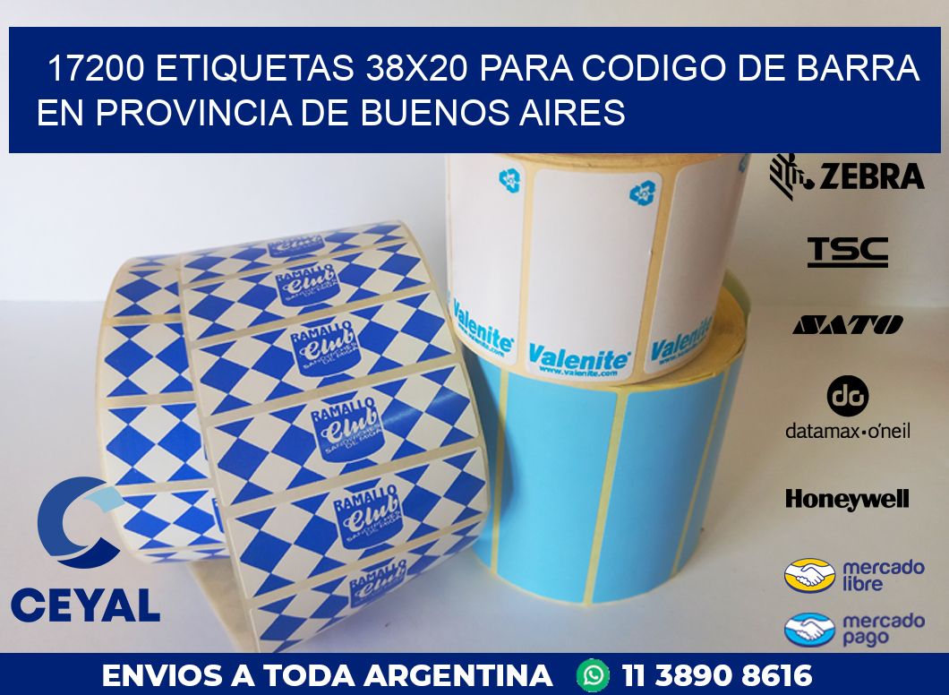 17200 ETIQUETAS 38X20 PARA CODIGO DE BARRA EN PROVINCIA DE BUENOS AIRES