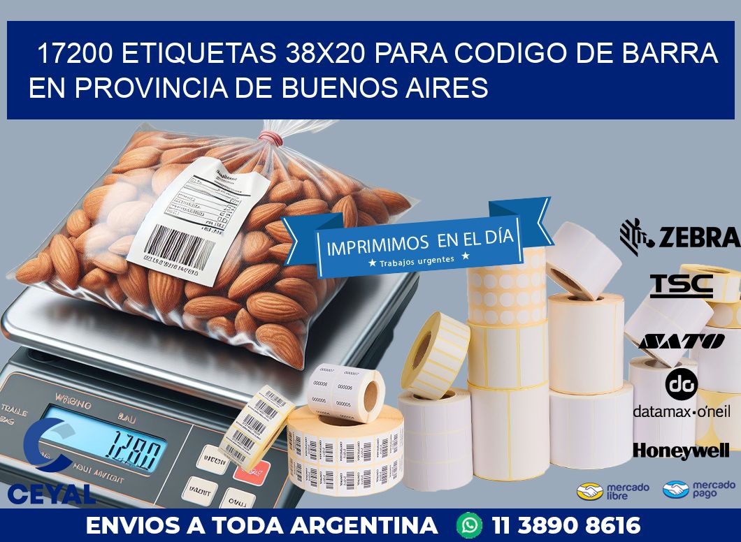 17200 ETIQUETAS 38X20 PARA CODIGO DE BARRA EN PROVINCIA DE BUENOS AIRES