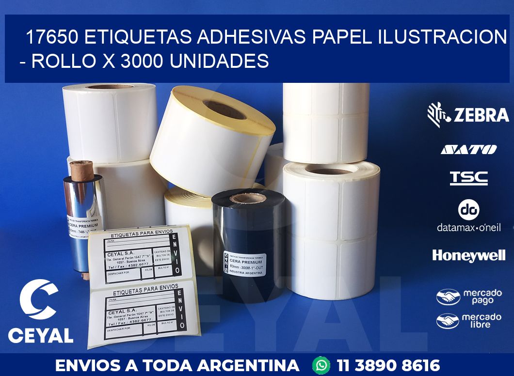 17650 ETIQUETAS ADHESIVAS PAPEL ILUSTRACION - ROLLO X 3000 UNIDADES