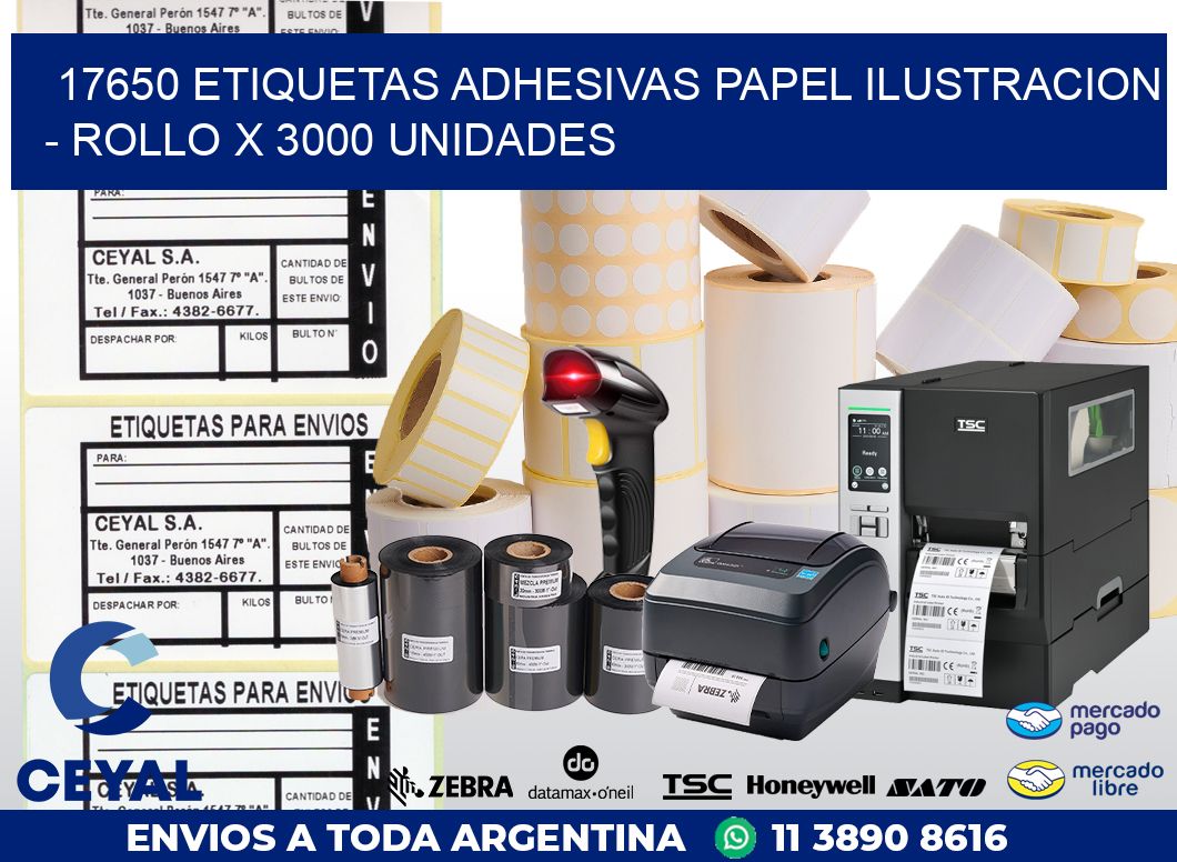 17650 ETIQUETAS ADHESIVAS PAPEL ILUSTRACION - ROLLO X 3000 UNIDADES