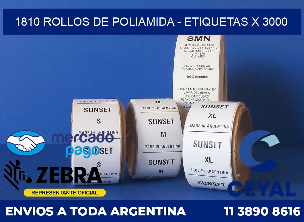 1810 ROLLOS DE POLIAMIDA - ETIQUETAS X 3000