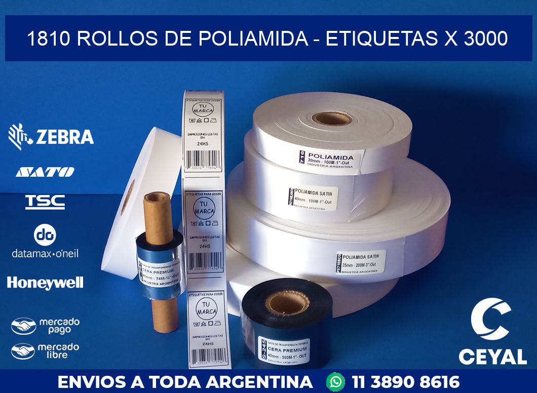 1810 ROLLOS DE POLIAMIDA - ETIQUETAS X 3000