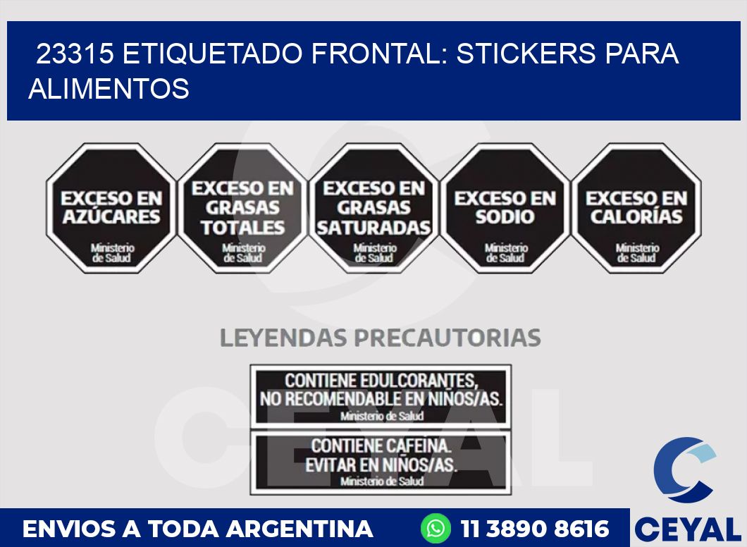 23315 ETIQUETADO FRONTAL: STICKERS PARA ALIMENTOS