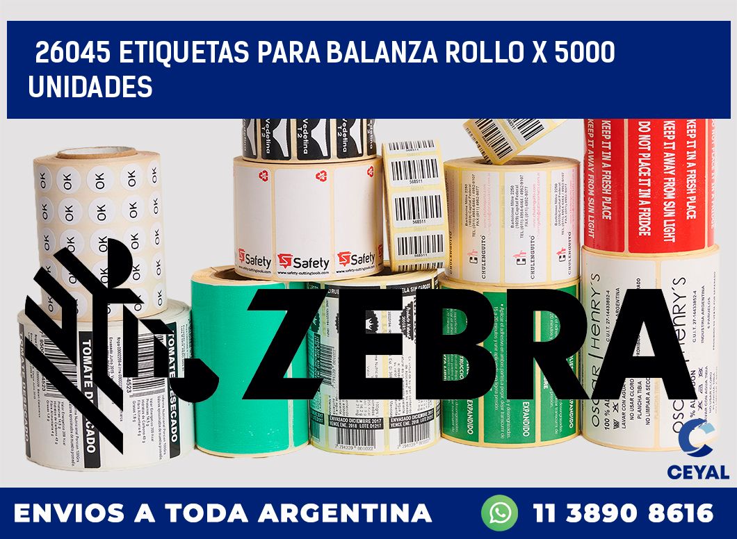26045 ETIQUETAS PARA BALANZA ROLLO X 5000 UNIDADES