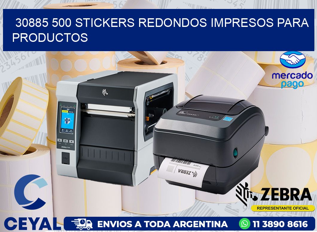 30885 500 STICKERS REDONDOS IMPRESOS PARA PRODUCTOS