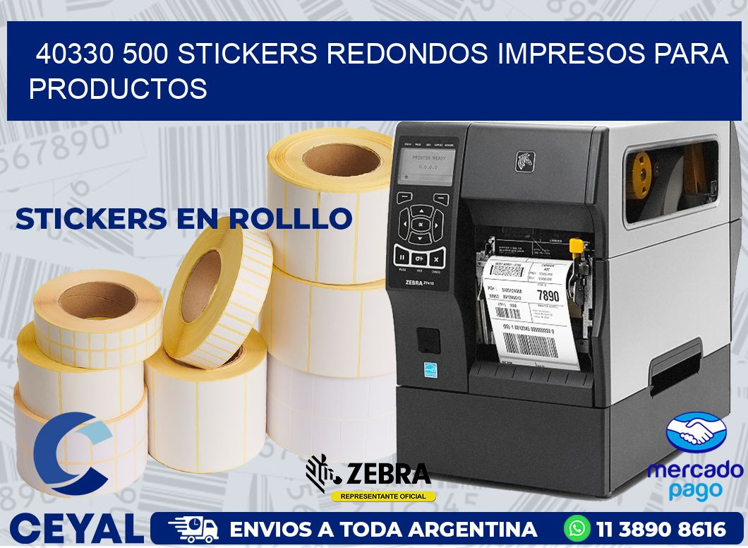 40330 500 STICKERS REDONDOS IMPRESOS PARA PRODUCTOS