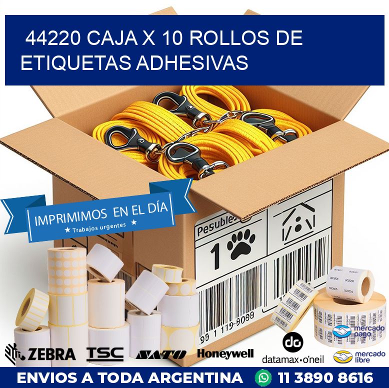 44220 CAJA X 10 ROLLOS DE ETIQUETAS ADHESIVAS