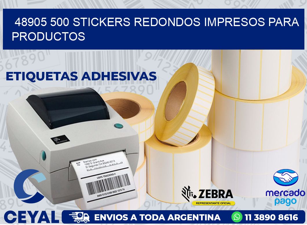 48905 500 STICKERS REDONDOS IMPRESOS PARA PRODUCTOS