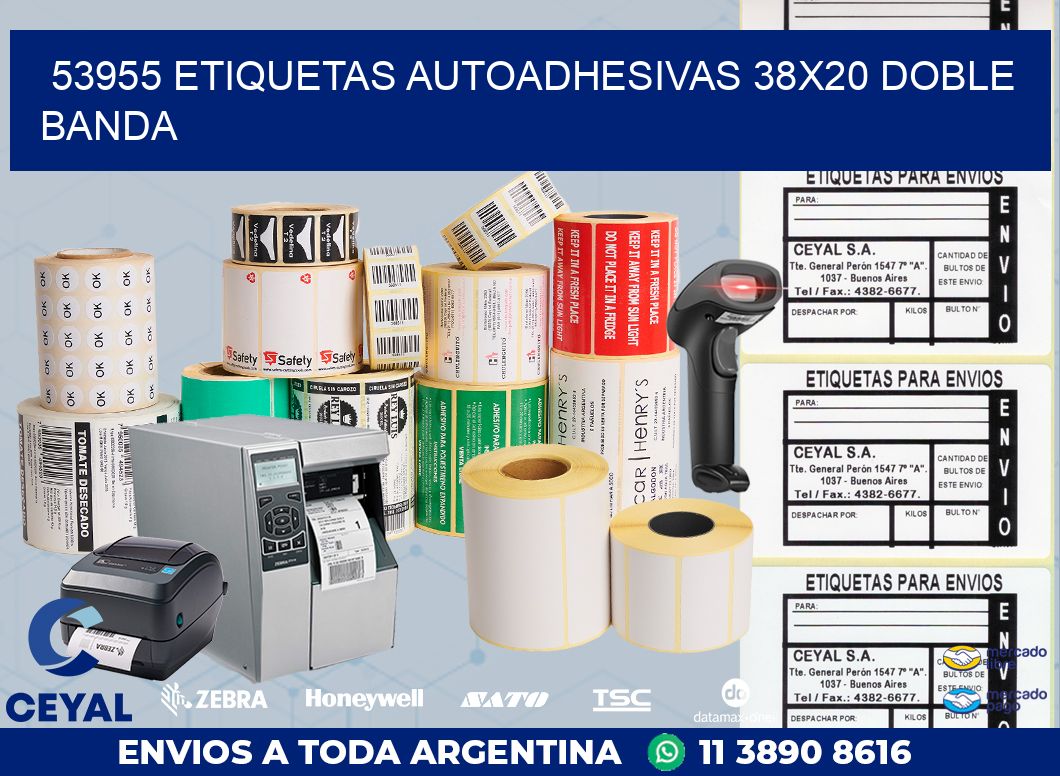 53955 ETIQUETAS AUTOADHESIVAS 38X20 DOBLE BANDA