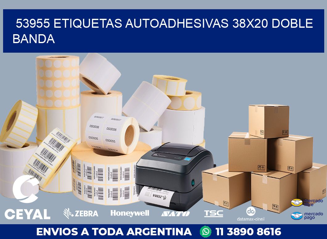 53955 ETIQUETAS AUTOADHESIVAS 38X20 DOBLE BANDA