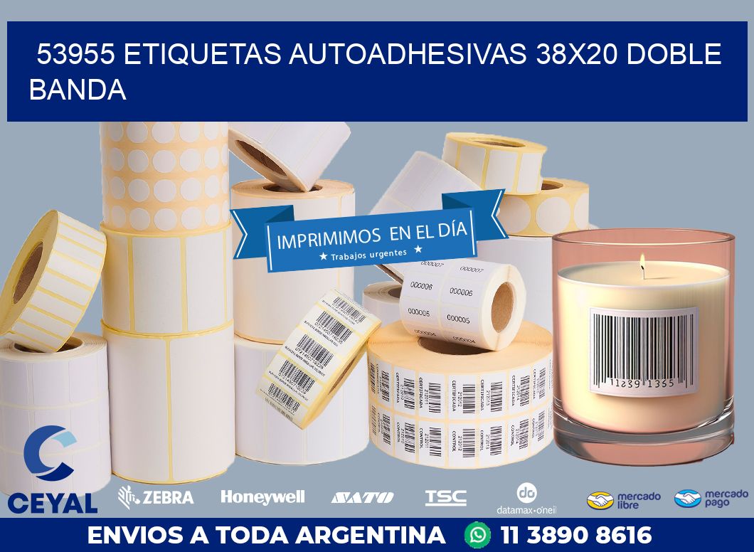 53955 ETIQUETAS AUTOADHESIVAS 38X20 DOBLE BANDA