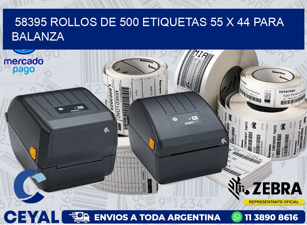 58395 ROLLOS DE 500 ETIQUETAS 55 X 44 PARA BALANZA
