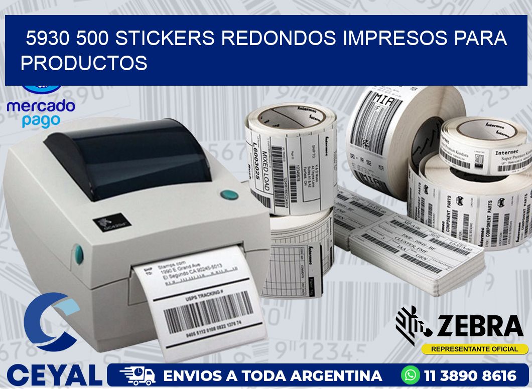 5930 500 STICKERS REDONDOS IMPRESOS PARA PRODUCTOS