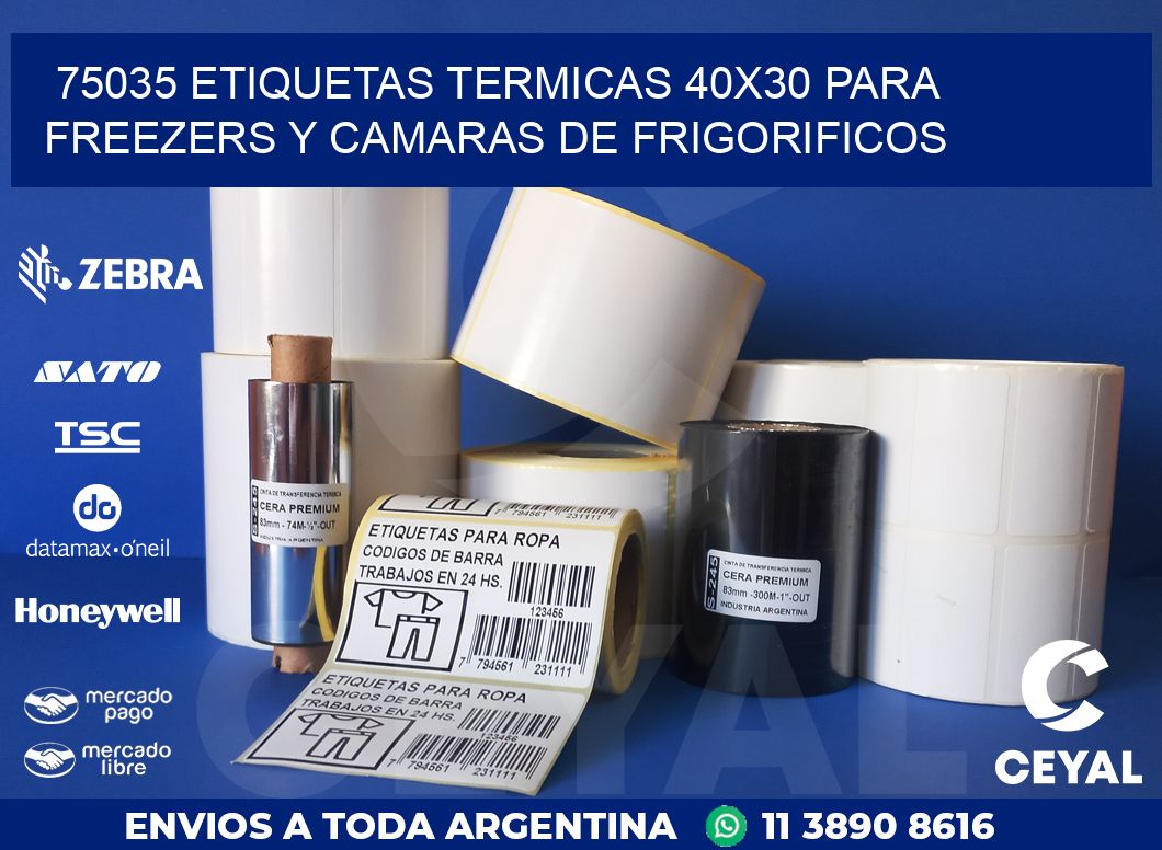75035 ETIQUETAS TERMICAS 40X30 PARA FREEZERS Y CAMARAS DE FRIGORIFICOS
