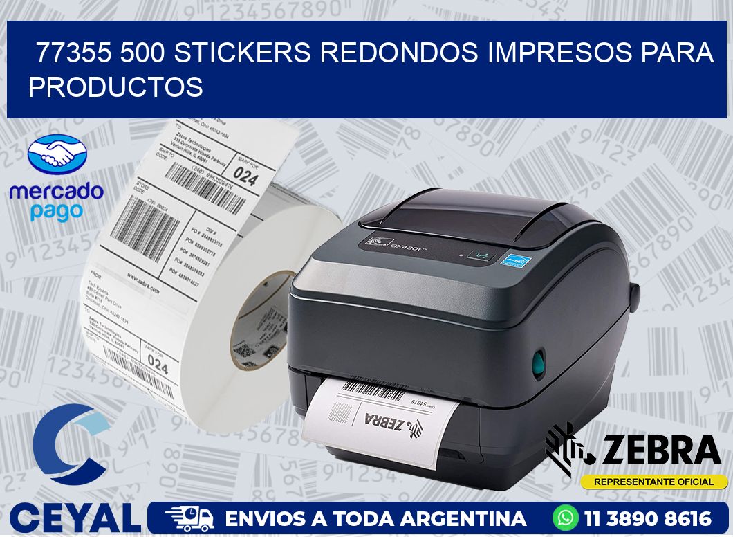 77355 500 STICKERS REDONDOS IMPRESOS PARA PRODUCTOS