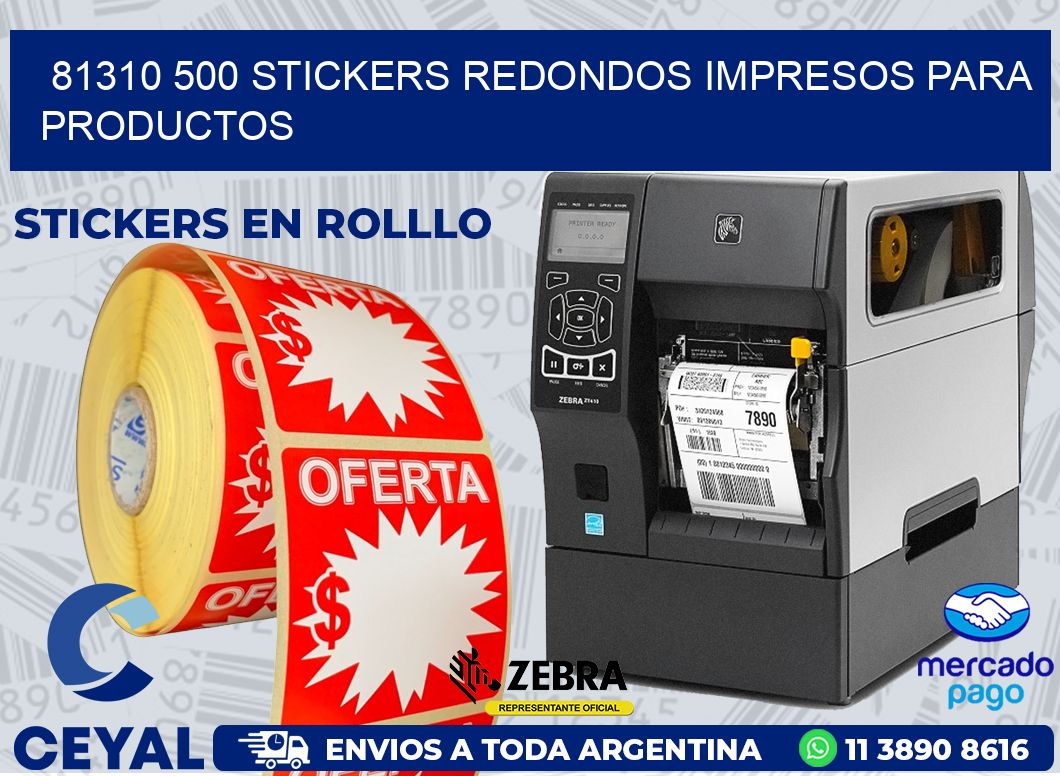81310 500 STICKERS REDONDOS IMPRESOS PARA PRODUCTOS