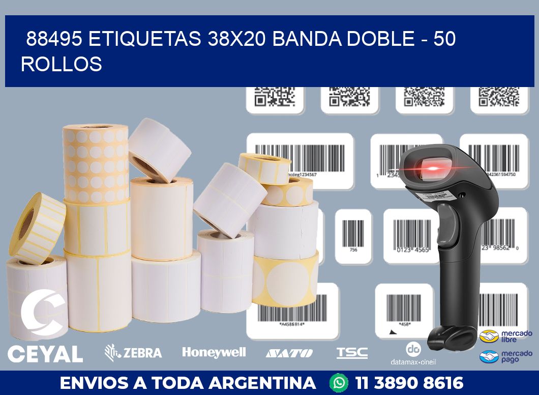 88495 ETIQUETAS 38X20 BANDA DOBLE - 50 ROLLOS