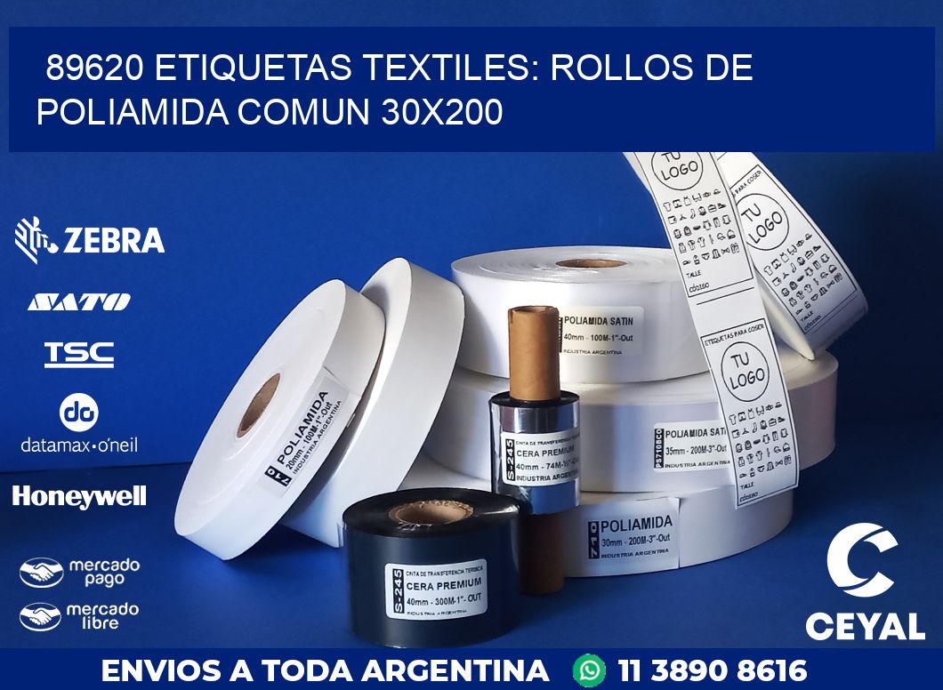 89620 ETIQUETAS TEXTILES: ROLLOS DE POLIAMIDA COMUN 30X200