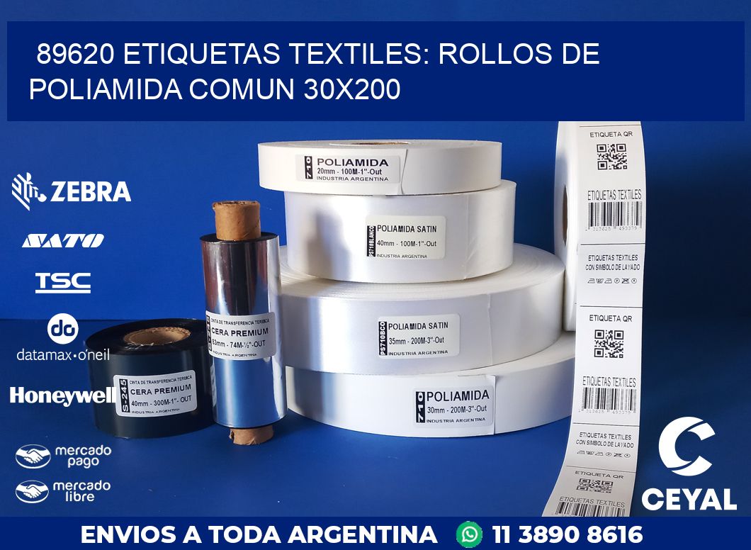 89620 ETIQUETAS TEXTILES: ROLLOS DE POLIAMIDA COMUN 30X200