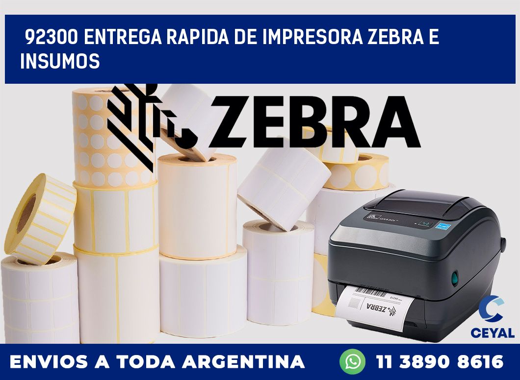 92300 ENTREGA RAPIDA DE IMPRESORA ZEBRA E INSUMOS