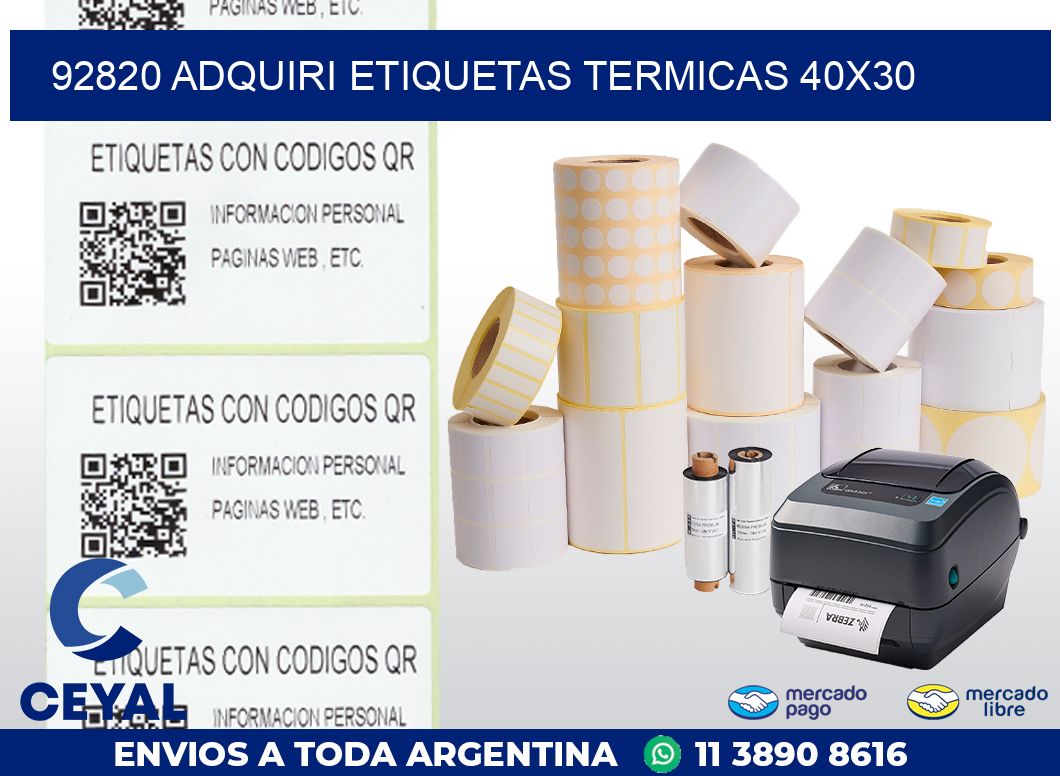 92820 ADQUIRI ETIQUETAS TERMICAS 40X30