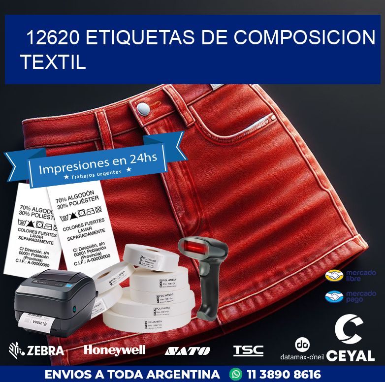 12620 ETIQUETAS DE COMPOSICION TEXTIL