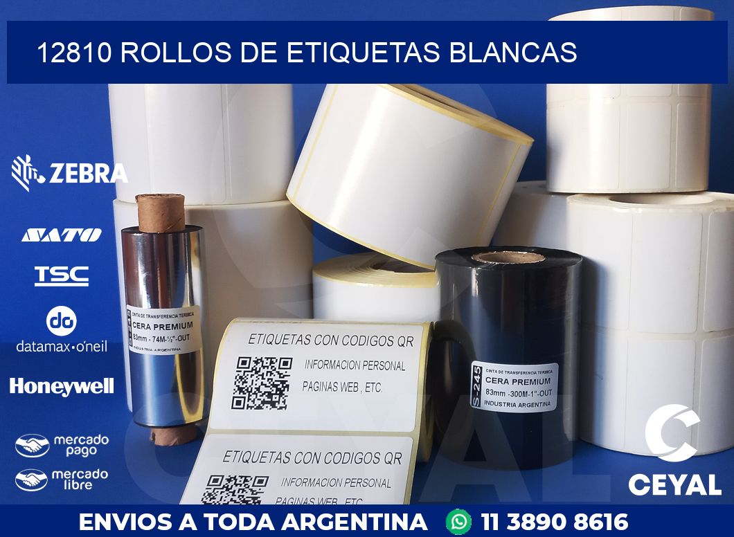 12810 ROLLOS DE ETIQUETAS BLANCAS