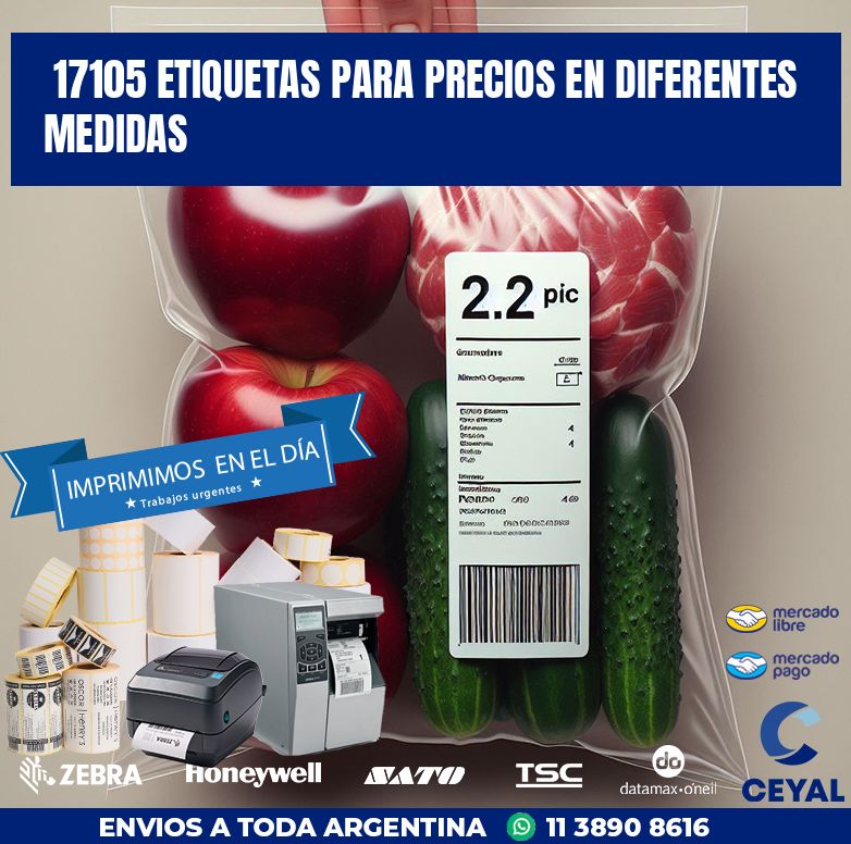 17105 ETIQUETAS PARA PRECIOS EN DIFERENTES MEDIDAS