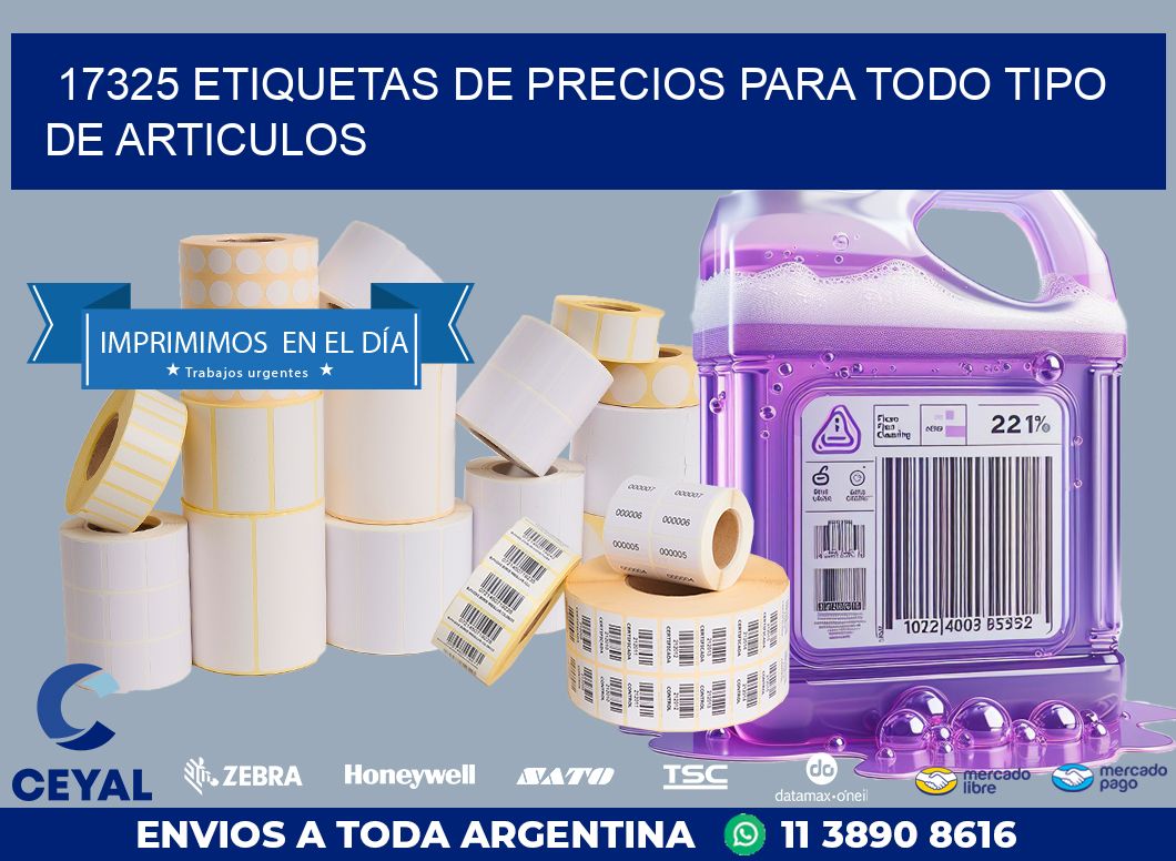 17325 ETIQUETAS DE PRECIOS PARA TODO TIPO DE ARTICULOS
