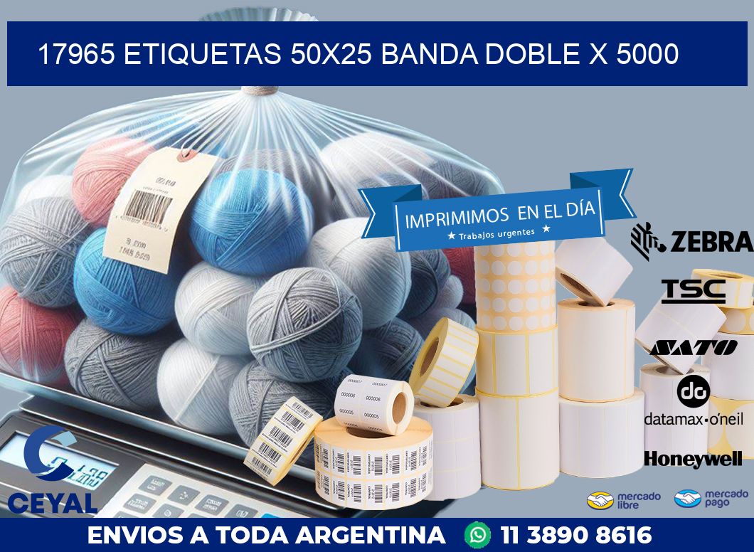 17965 ETIQUETAS 50X25 BANDA DOBLE X 5000