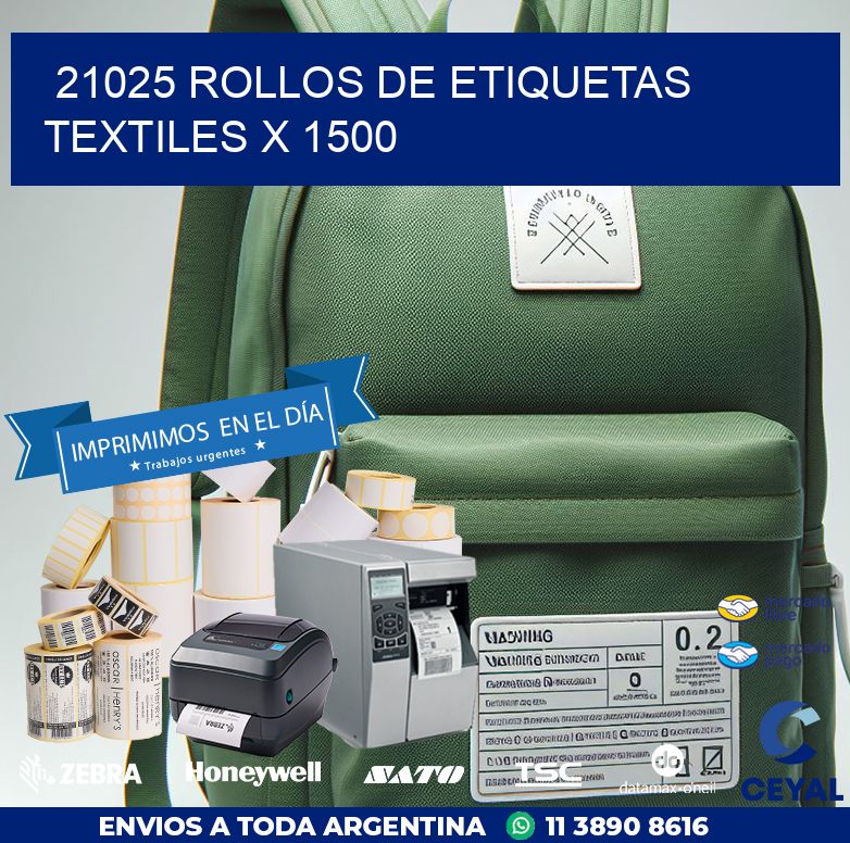 21025 ROLLOS DE ETIQUETAS TEXTILES X 1500