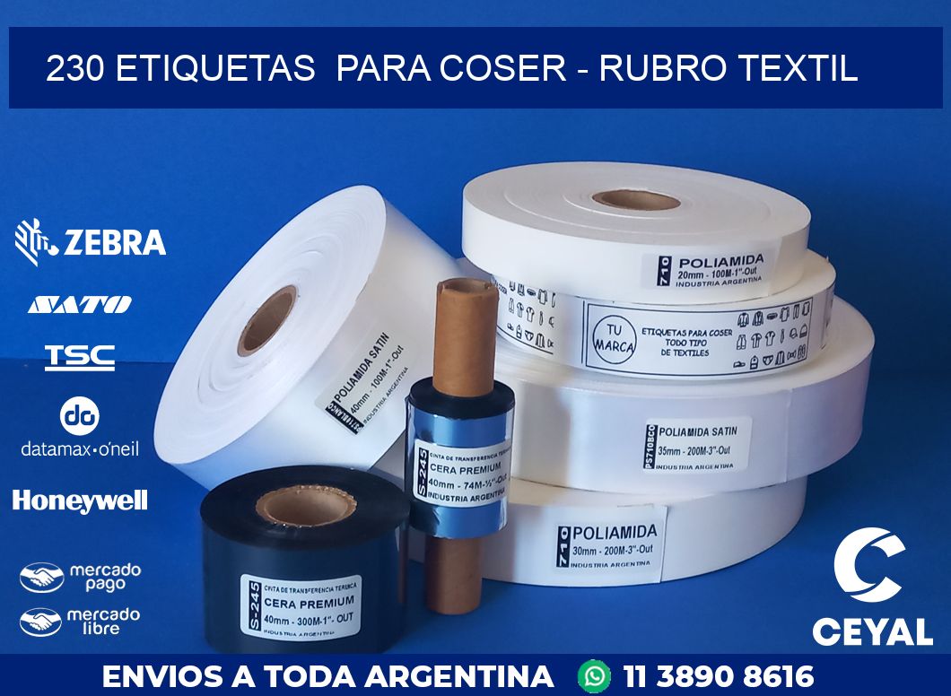 230 ETIQUETAS  PARA COSER - RUBRO TEXTIL