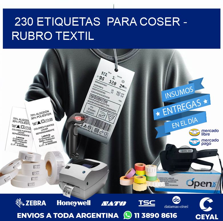 230 ETIQUETAS  PARA COSER - RUBRO TEXTIL