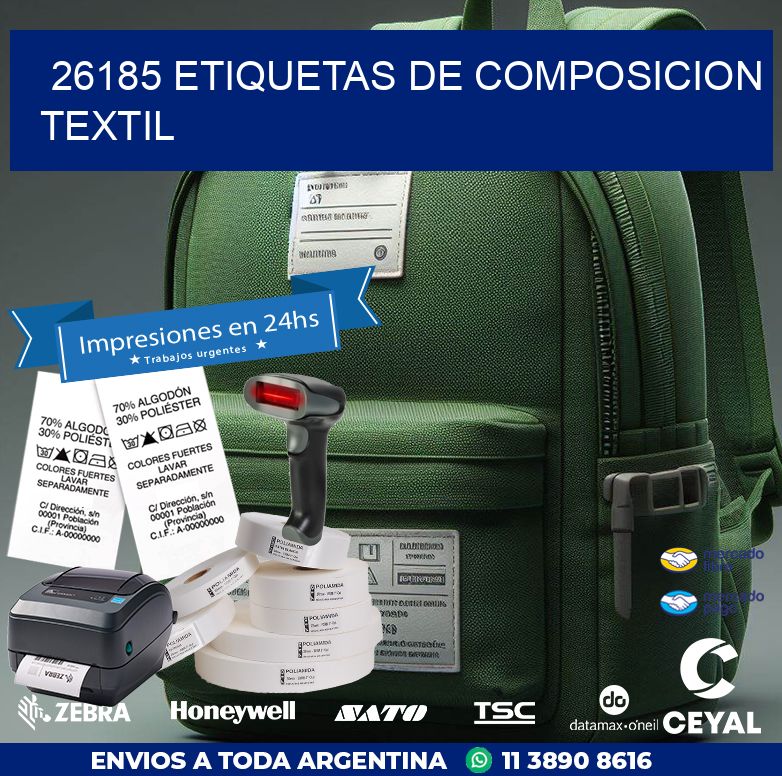 26185 ETIQUETAS DE COMPOSICION TEXTIL