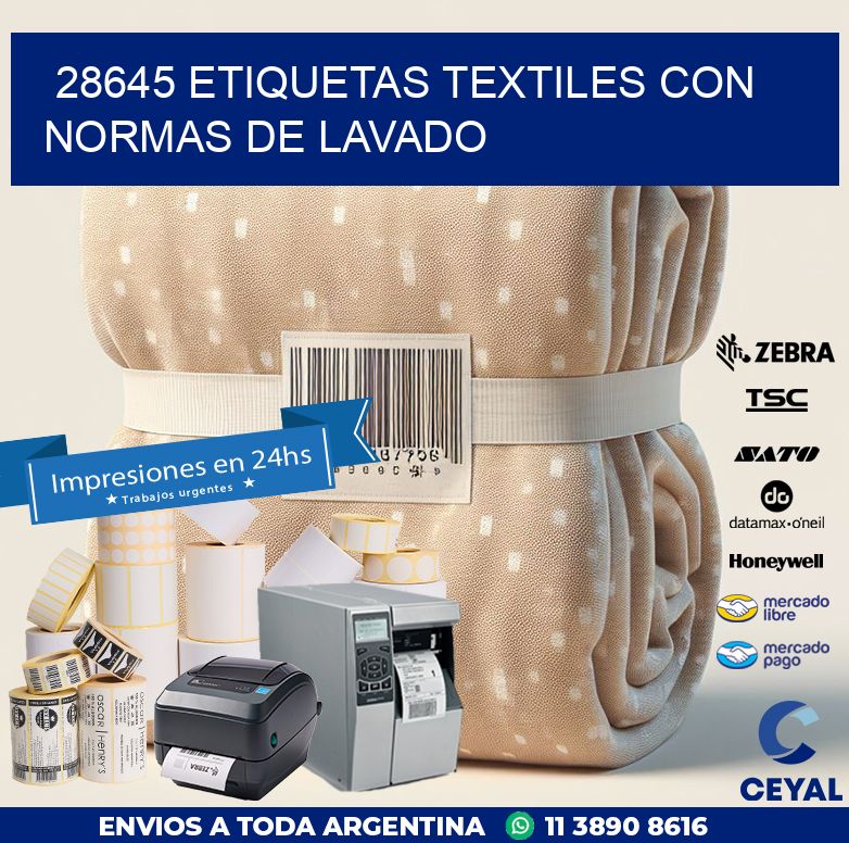 28645 ETIQUETAS TEXTILES CON NORMAS DE LAVADO