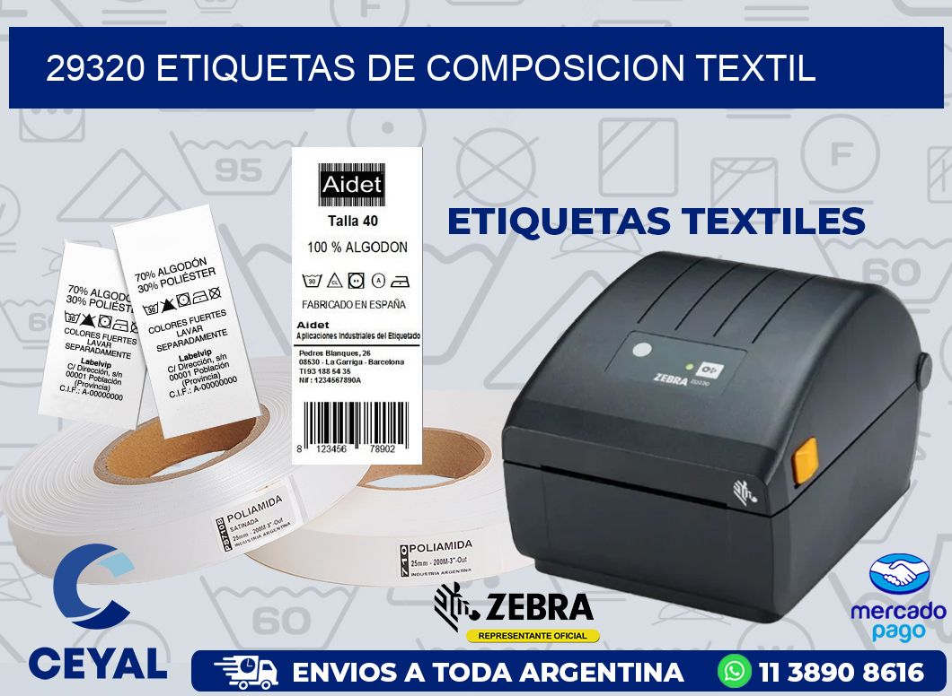 29320 ETIQUETAS DE COMPOSICION TEXTIL