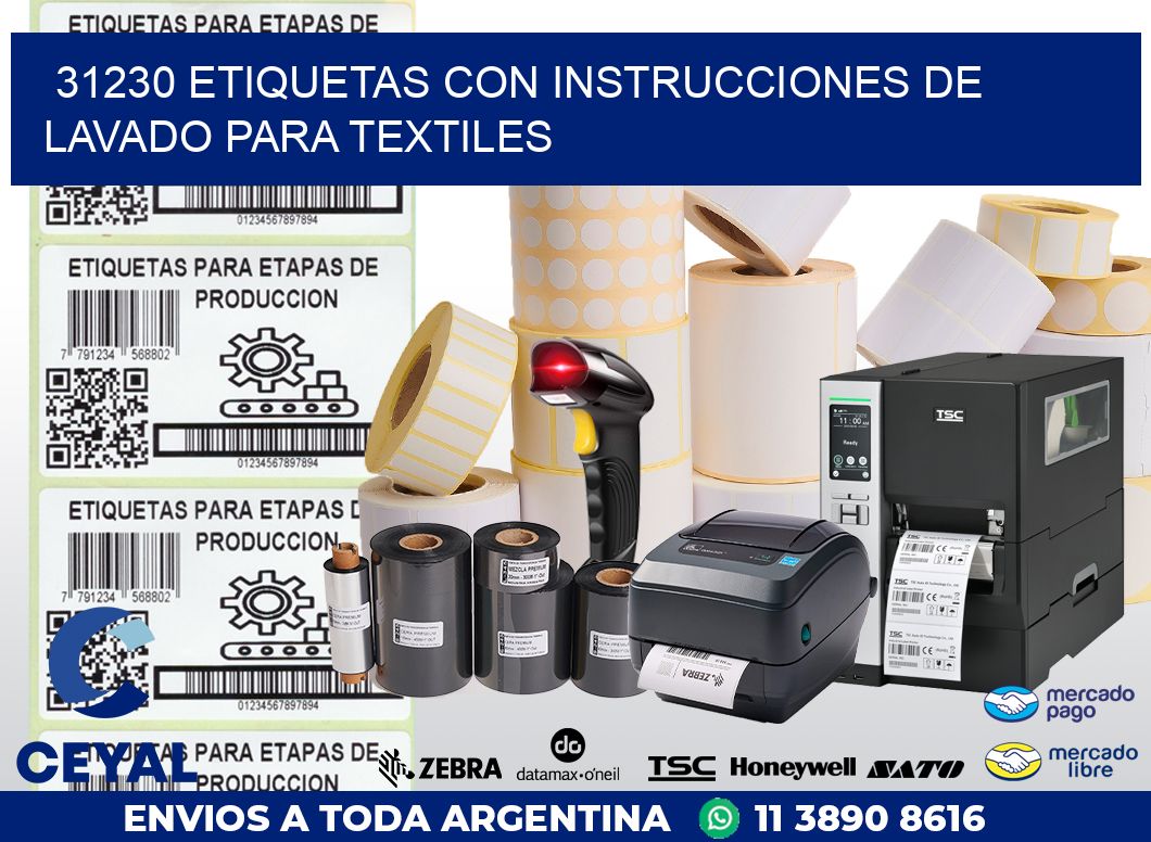 31230 ETIQUETAS CON INSTRUCCIONES DE LAVADO PARA TEXTILES