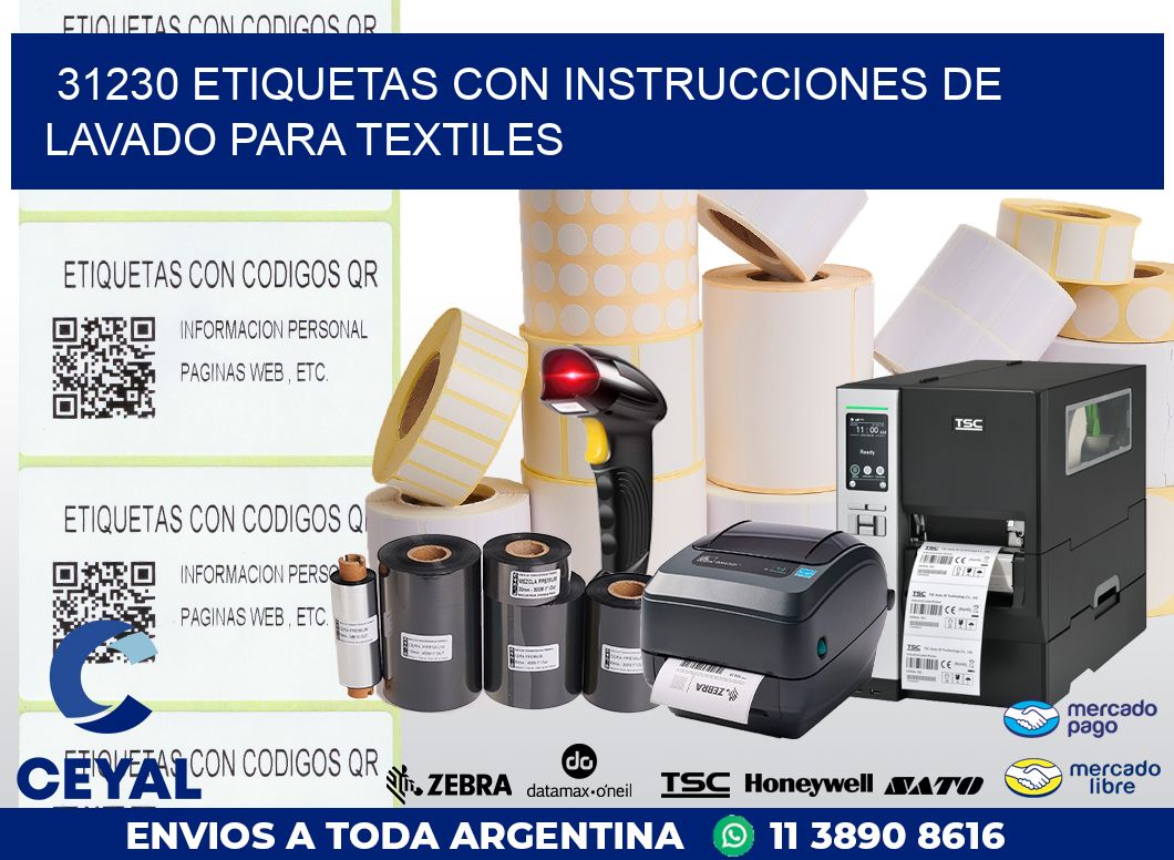 31230 ETIQUETAS CON INSTRUCCIONES DE LAVADO PARA TEXTILES