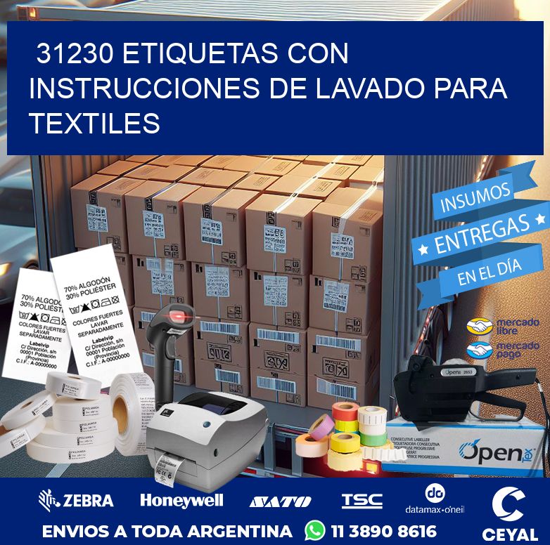 31230 ETIQUETAS CON INSTRUCCIONES DE LAVADO PARA TEXTILES