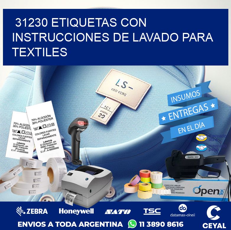 31230 ETIQUETAS CON INSTRUCCIONES DE LAVADO PARA TEXTILES