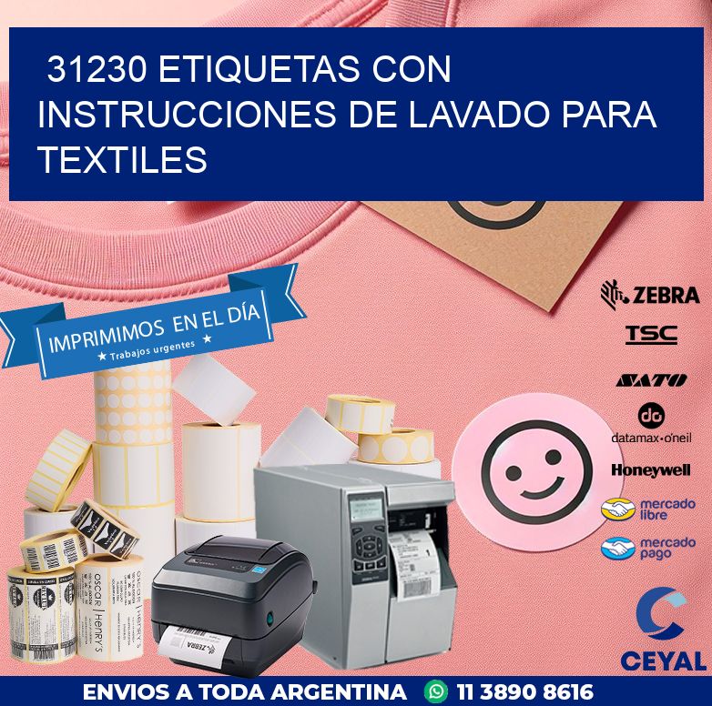 31230 ETIQUETAS CON INSTRUCCIONES DE LAVADO PARA TEXTILES