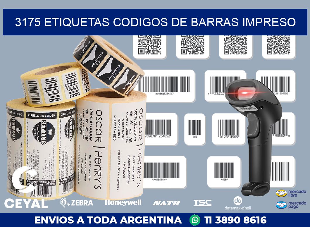 3175 ETIQUETAS CODIGOS DE BARRAS IMPRESO