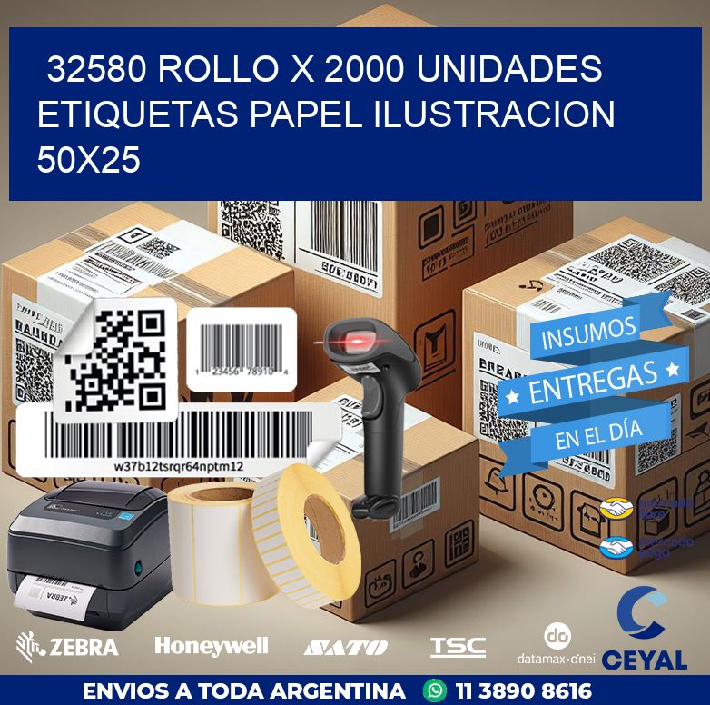 32580 ROLLO X 2000 UNIDADES ETIQUETAS PAPEL ILUSTRACION 50X25