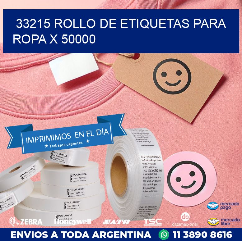 33215 ROLLO DE ETIQUETAS PARA ROPA X 50000