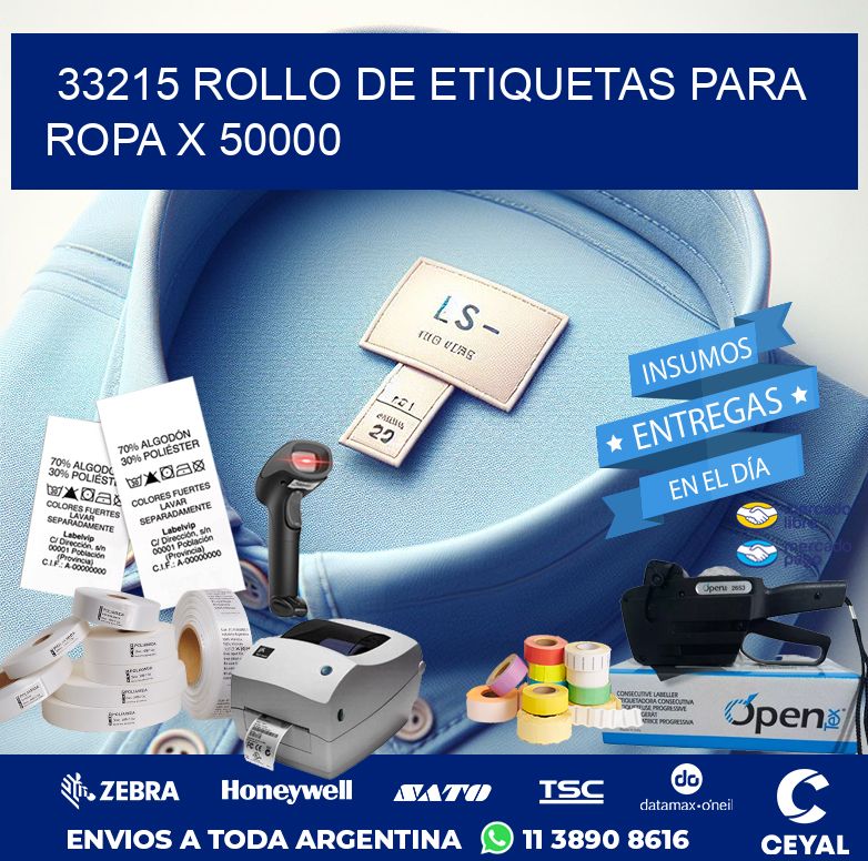 33215 ROLLO DE ETIQUETAS PARA ROPA X 50000