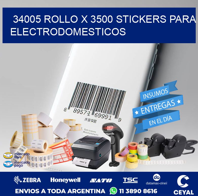 34005 ROLLO X 3500 STICKERS PARA ELECTRODOMESTICOS