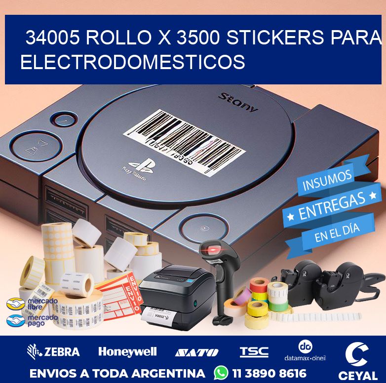 34005 ROLLO X 3500 STICKERS PARA ELECTRODOMESTICOS